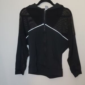 Black Mesh Track Jacket with Reflective Detail